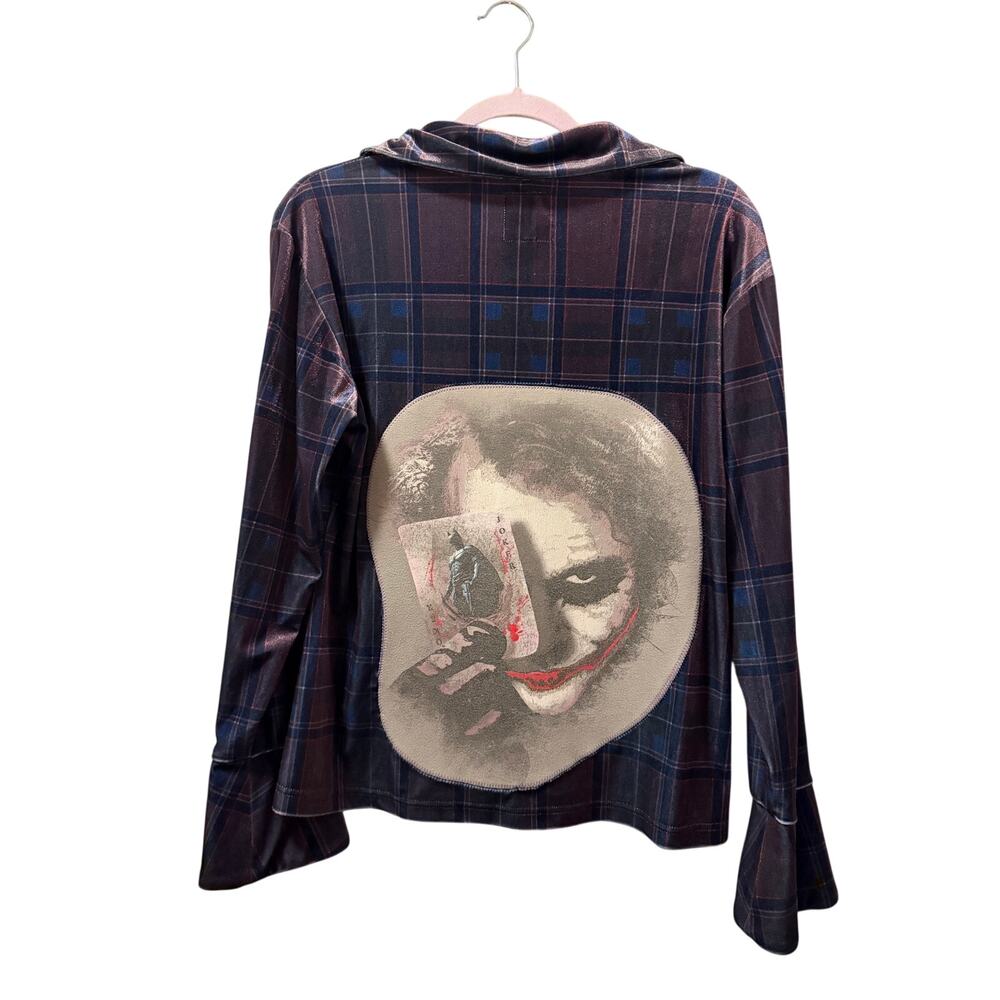 Joker velour snap up blouse bell sleeves up cycle